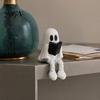 Desktop Ghost Figurine Reading with Articulated Legs, 3D Printed Sitting PLA Ornament Statue, White Desk for Halloween Decoration Miniature Decor