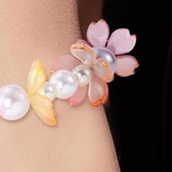 50 шт. Акриловые бусины в виде цветков сакуры, позолоченные бусины-разделители в виде цветов, DIY, ручная работа, для изготовления колье, браслетов, ювелирных изделий, цветочные шармы с 5 лепестками