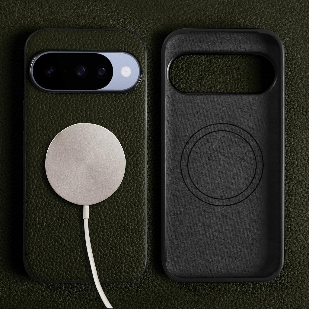 For Magsafe Lychee Genuine Leather Case For Google Pixel 10 Pro XL 10A 9 8 7 6 9A 8A 7A 6A Phone Back Cover Cases Magnetic Coque