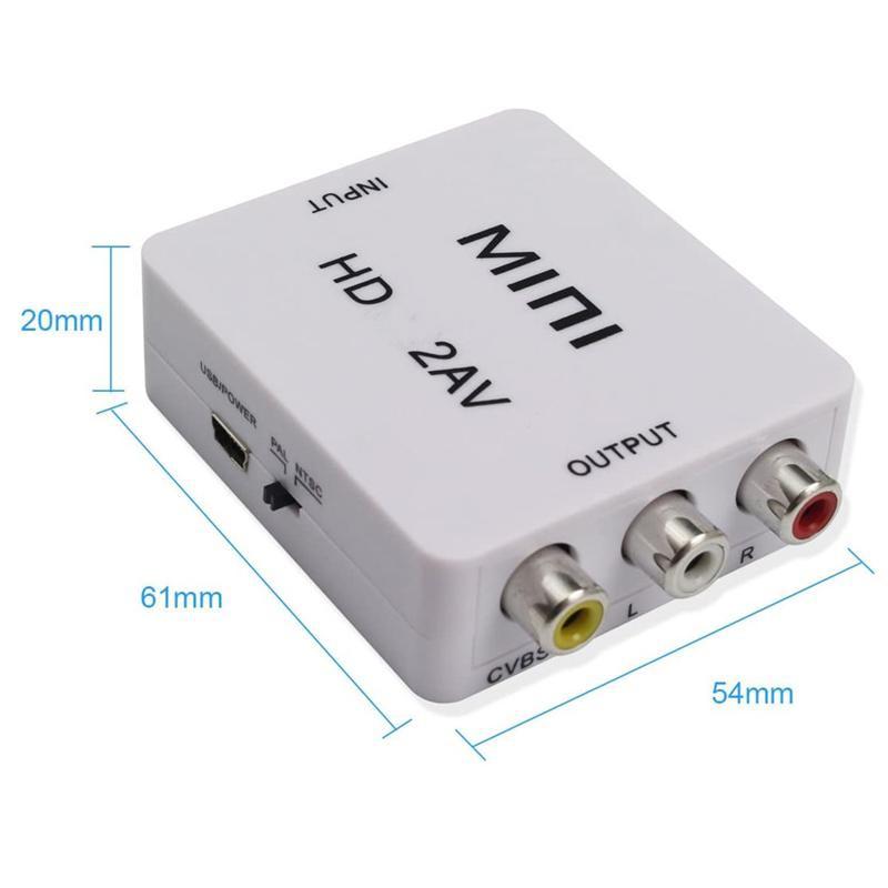 HDMI 2AV RCA/CVSB L/R видео к HDMI-совместимому адаптеру AV-скалера HD Video Converter Box 1080P Поддержка NTSC PAL YSL