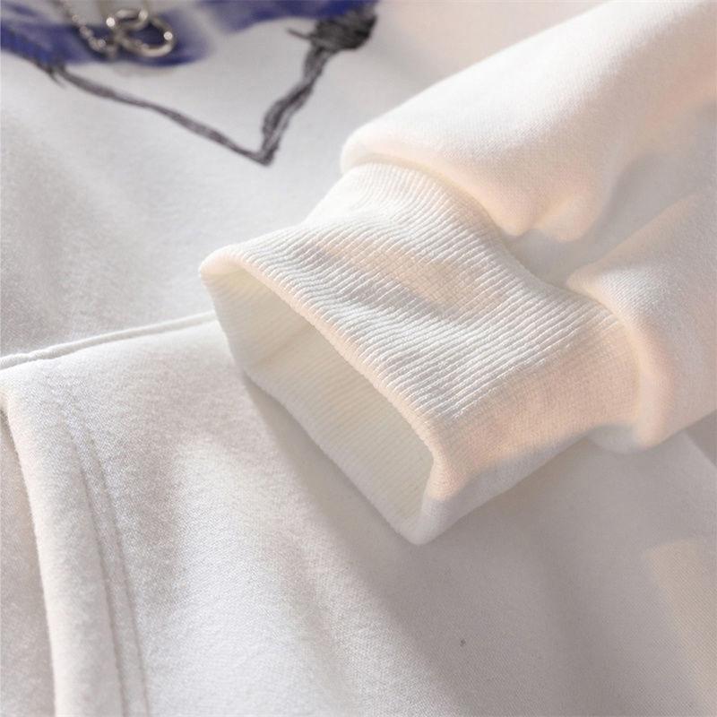 Толстовка женская в стиле панк, готическая цепочка, пуловер с принтом сердца, толстовки, уличная одежда большого размера, белый спортивный костюм в стиле хип-хоп, женская верхняя одежда