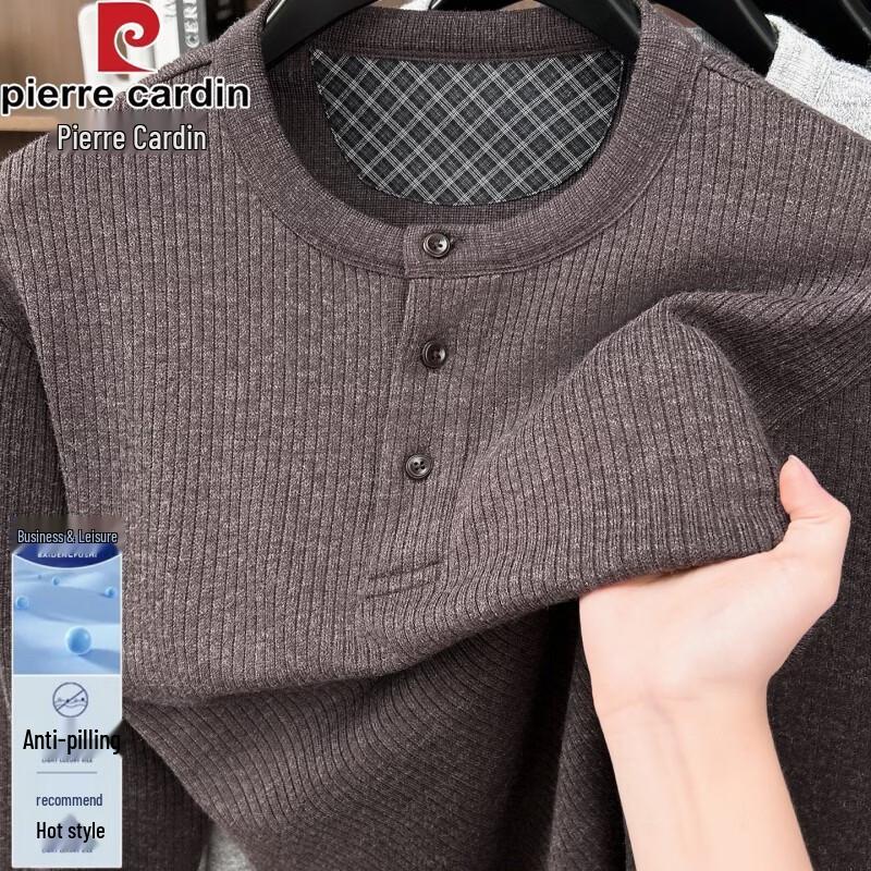 Pierre Cardin Men's Henley Neck Long-Sleeve Knitted T-Shirt