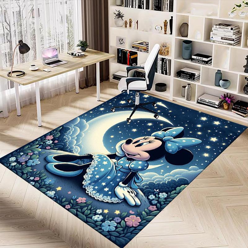 Minnie Moon Star Dream Art Carpet for Playroom Bedroom Living Room Sofa Home Decor,kids Game Area Rug Non-slip Floor Mat