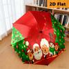 Christmas Village Festive Scene Tree Presents Folding Umbrella Umbrella 8 Paraphenoid Bones Printing Travel Sun Umbrella