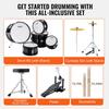 Kids Drum Set 5-Piece 16 in Beginner Children Drum Set with Throne Black