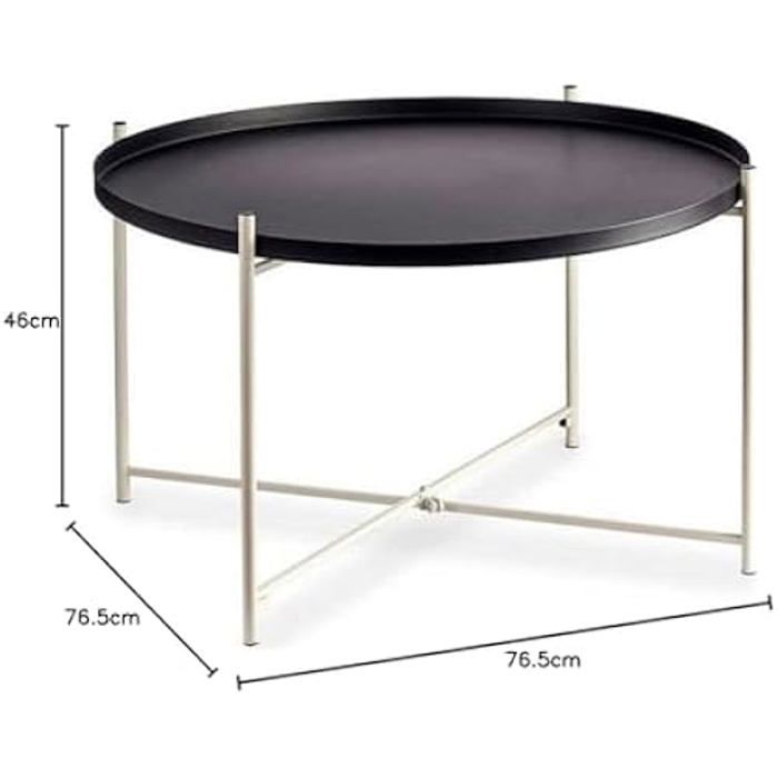 Table d'appoint - GIFT DECOR - Métal - Noir et Blanc - 76,5 x 46 x 76,5 cm - Contemporain