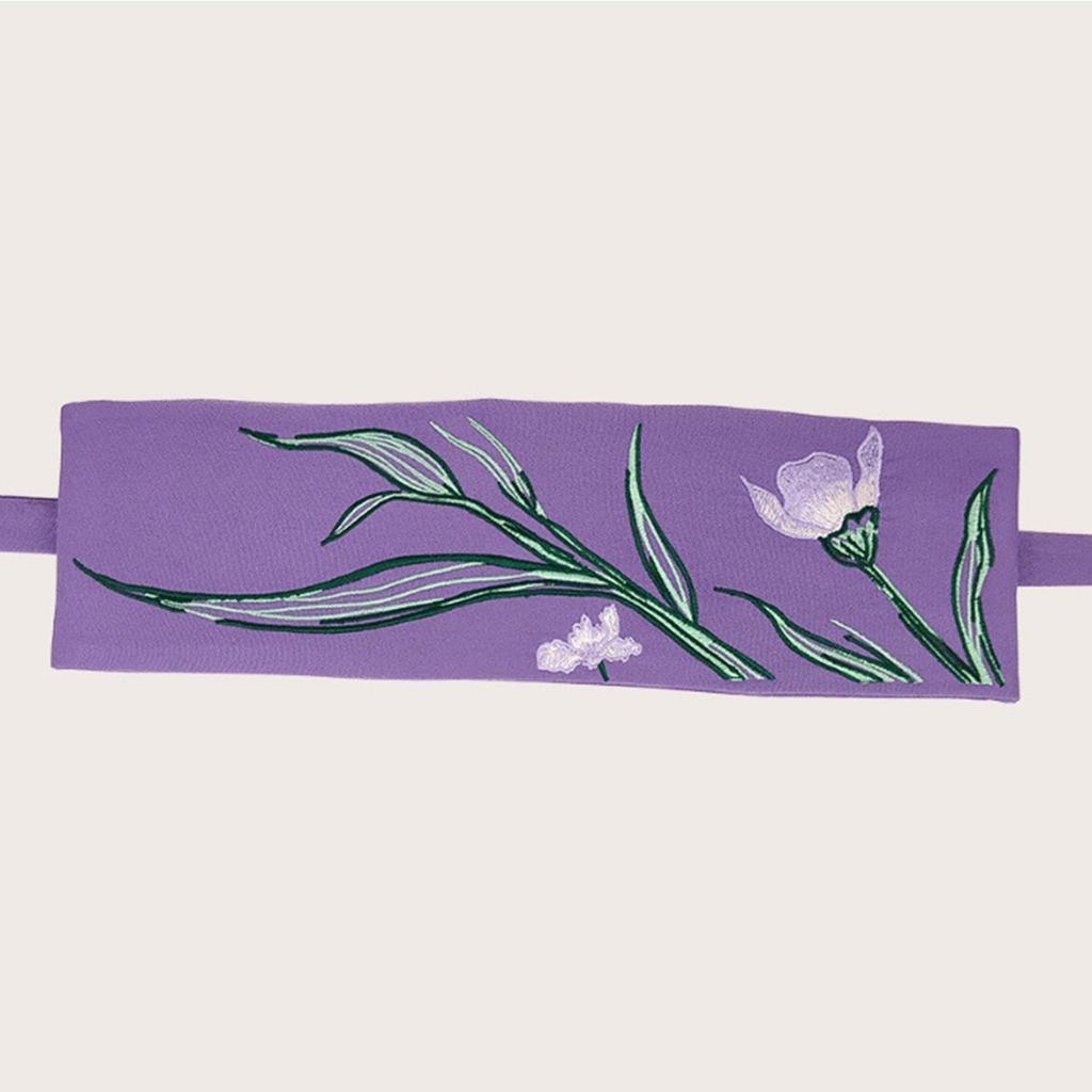 Chinese Mamianqun Hanfu Clothing Waistband with Embroidery Wide Tie Belt with Orchid Flower Pattern for Mamianqun