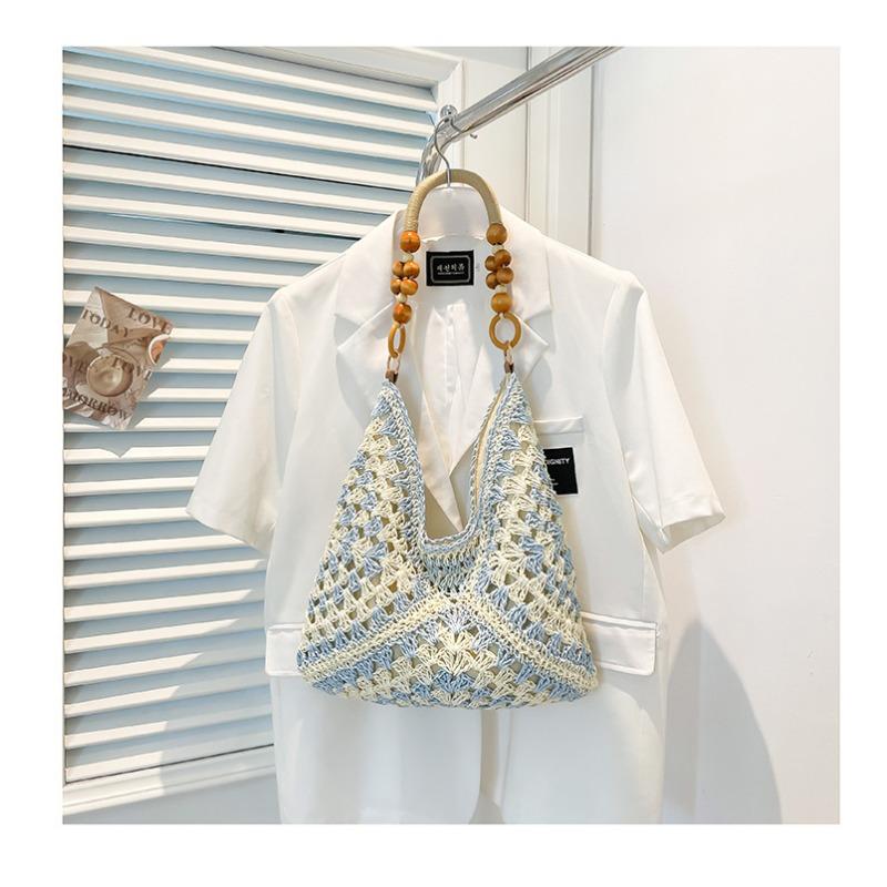 Плетеная сумка большой вместимости Летний приморский отпуск Милая сумка-тоут на одно плечо для поездок на работу