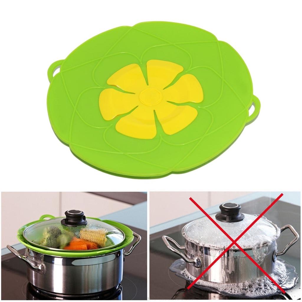 Spill Stopper Cover Boil Over Safeguard Silicone Lid Stops Pot Kitchen Tool KTY