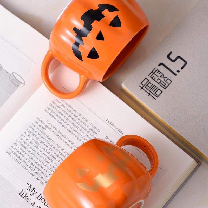 Halloween Ceramic Cup Creative Pumpkin Shape Drinkware Coffee Mug Breakfast Milk Cup Drinking Cup Halloween Decoration