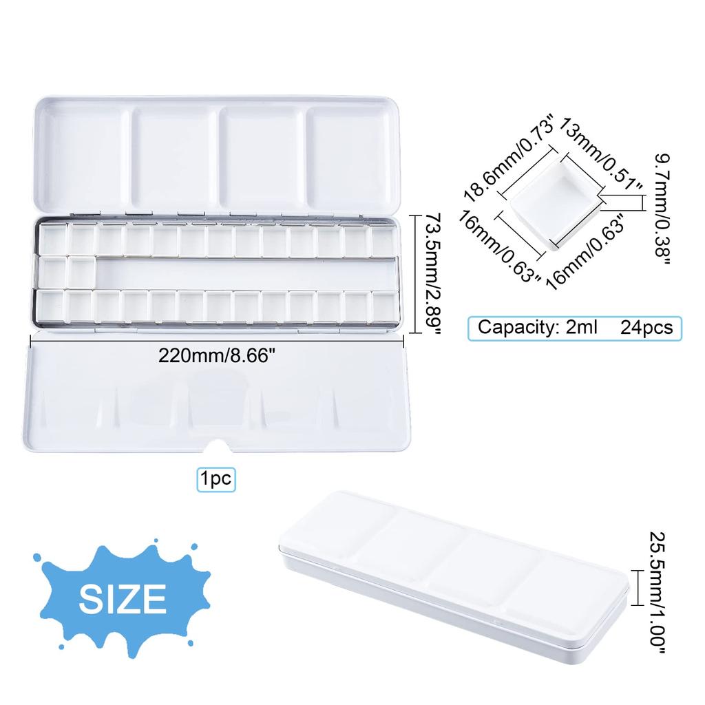 PH PandaHall Палитра для акварельной живописи Двусторонний футляр для акварели Футляр для красок Палитра пигментов Принадлежности для рисования Тарелка для рисования с крышкой Краски