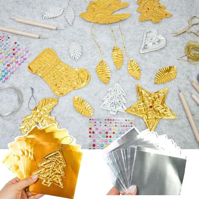 Золотая алюминиевая фольга 20 шт. Сверхпрочные тисненые алюминиевые листы Крафтовая фольга для рисования Гравировки Монтажа Художественный декор Поделки