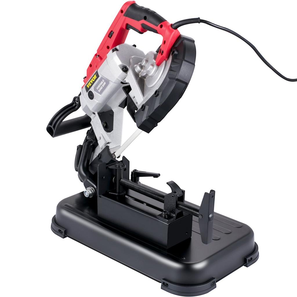 Portable Band Saw, with Removable Alloy Steel Base Cordless Band Saw, 5 Inch Cutting Capacity Hand held Band Saw,Variable Speed Portable Bandsaw,