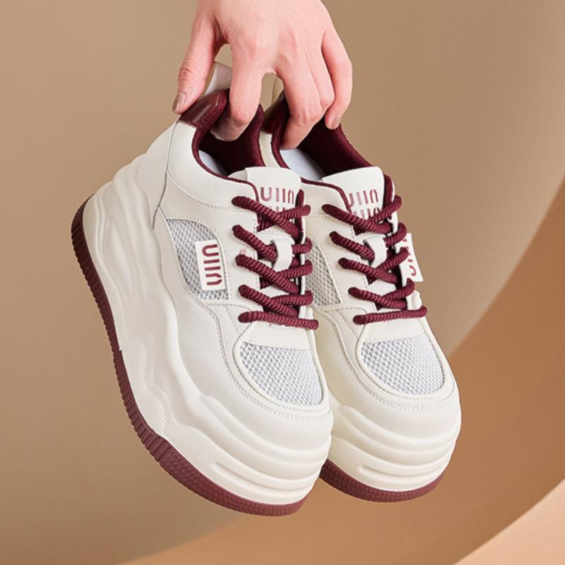 Летние папины кроссовки Женская повседневная обувь 8 см Толстая подошва Увеличение роста Белые кроссовки Дышащие На все случаи жизни Женская обувь