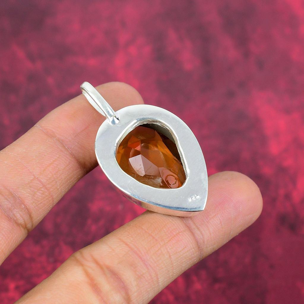 Подвеска с цитрином, ювелирные изделия из стерлингового серебра 925 пробы с драгоценными камнями, подвеска ручной работы, на День Благодарения