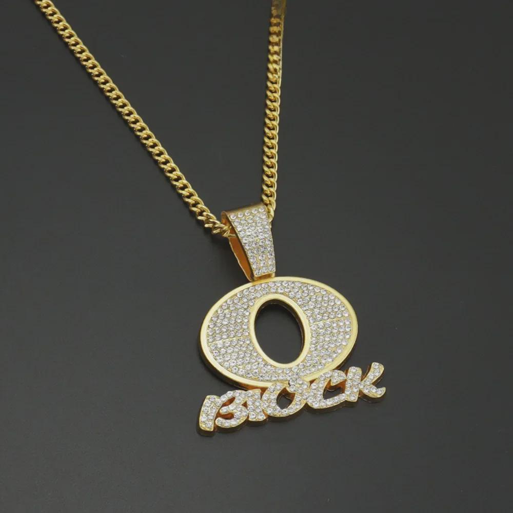 OBLOCK Letter Pendant Necklace: Trendy European & American Hip-Hop Style with Alloy and Diamond Accents