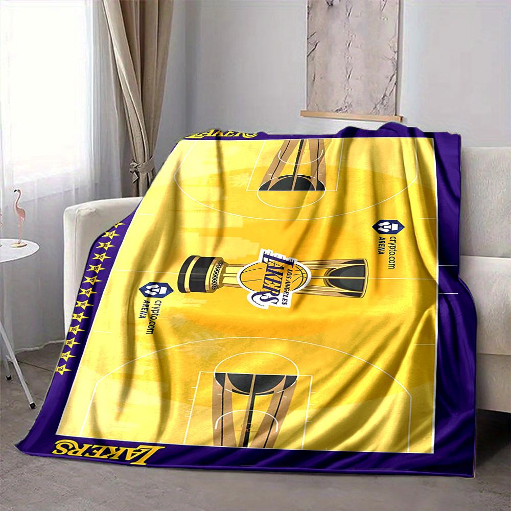 1pc Basketball Lakers Flannel Blanket, Soft Skin Friendly with Digital Printing, Various Sizes Available for Family, Friends, Birthday