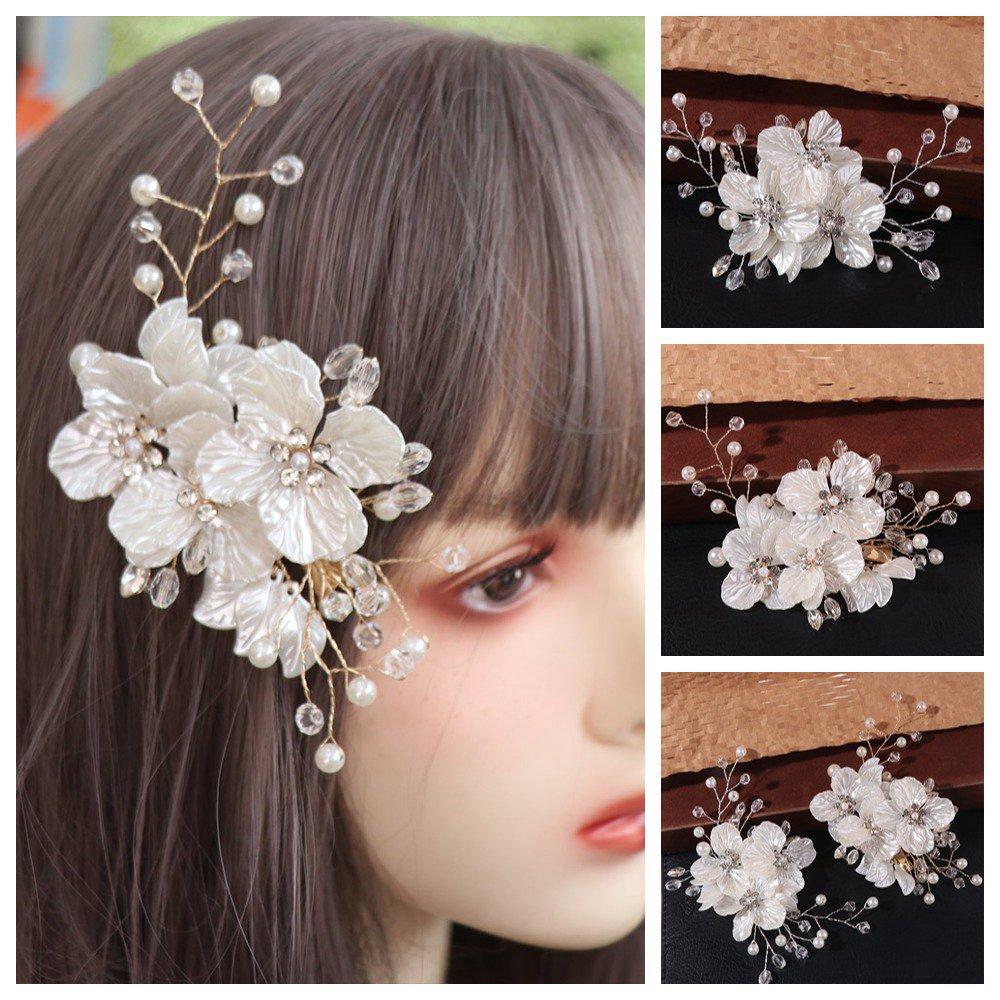 Crystal Pearl Flower Bridal Headwear Handmade Wedding Hairpin New Bride Headdress Hair Jewelry