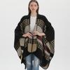 Retro Women's Reversible Shawl Cape with Skirt Slit - Imitation Cashmere for Autumn/Winter