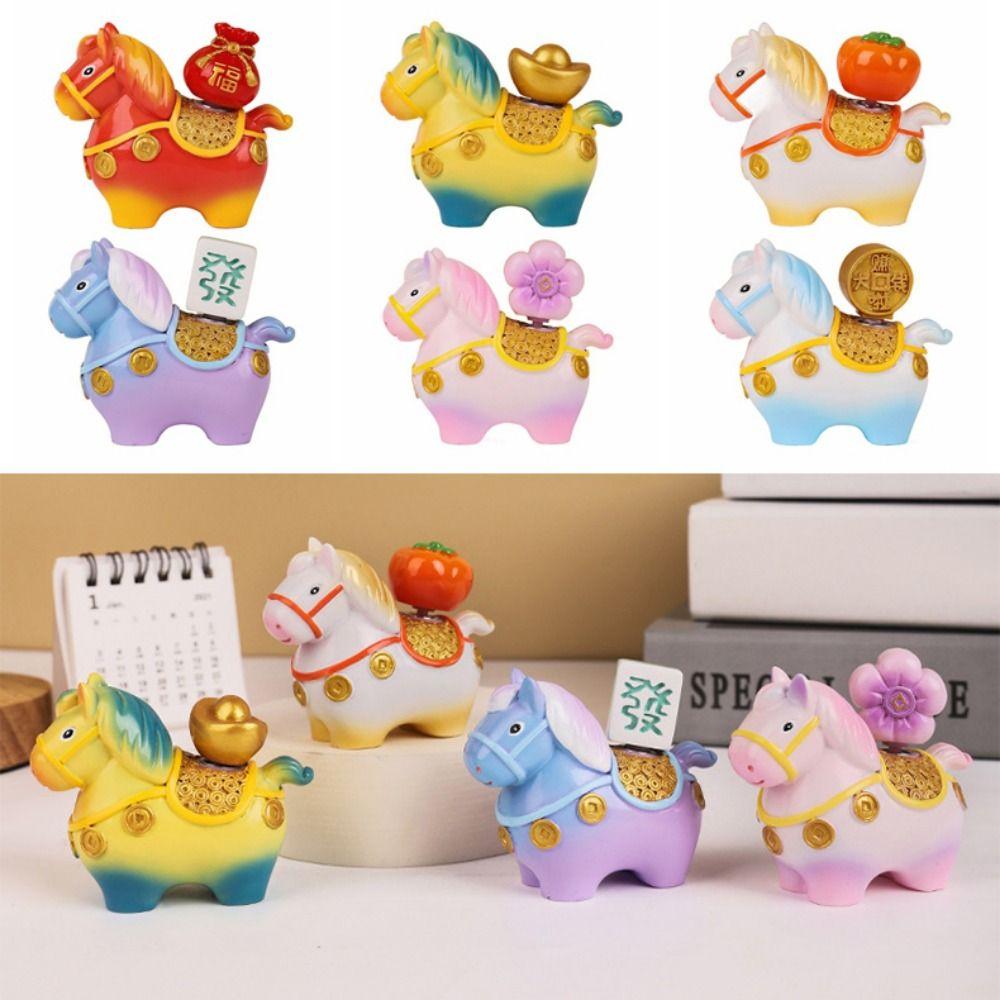 Handcrafted Zodiac Horse Ornaments Rotatable Zodiac Horse Figurines Chinese New Year