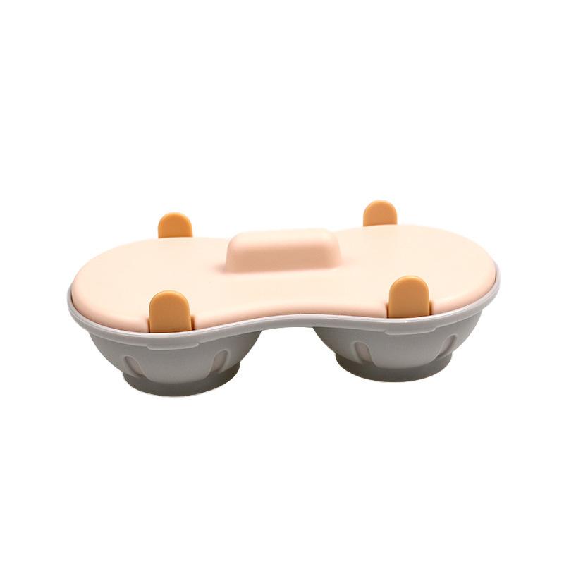 LMETJMA Microwave Egg Poacher Double Layer Egg Boiler for Microwave 2 Cavity Eggs Poacher Steamer Boiled Egg Cup Mold JT398