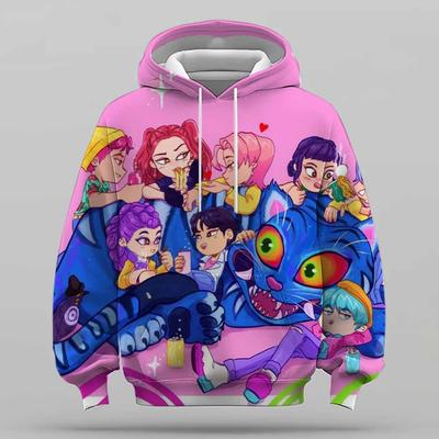 K-pop Охотница на демонов Руми Милая мультяшная девочка Толстовка Теплая Детская Волнистая Модная Повседневная Толстовка