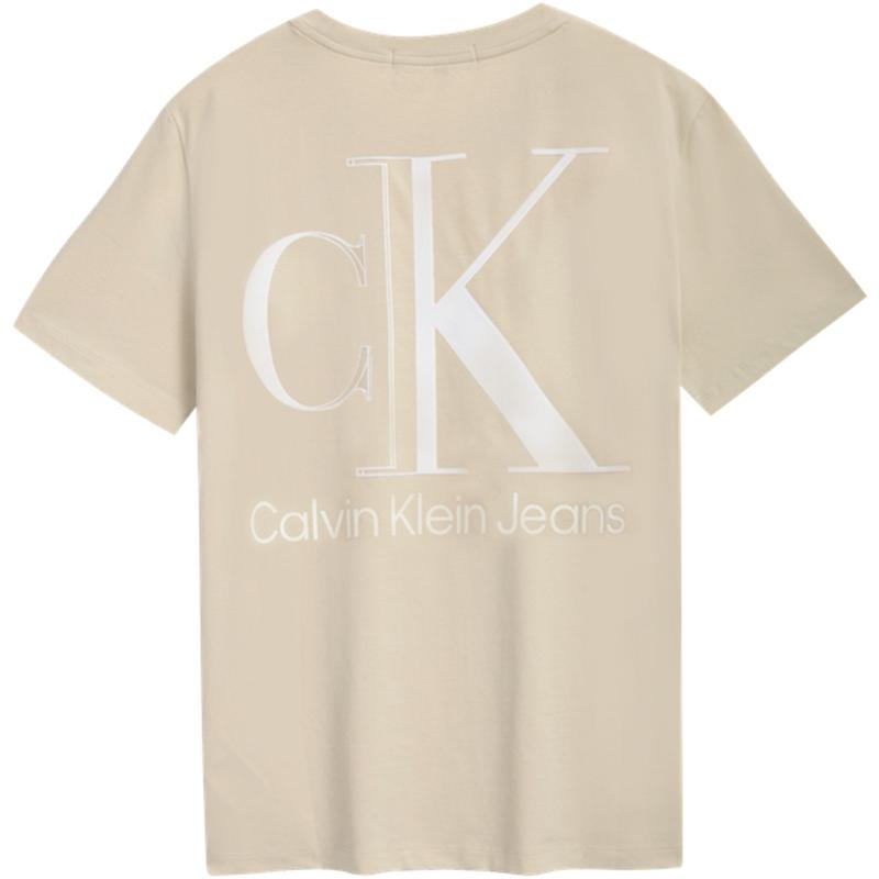 Calvin Klein Cotton Letter Print Breathable Short Sleeve T-Shirt Unisex Tops Off-White J400211ACF