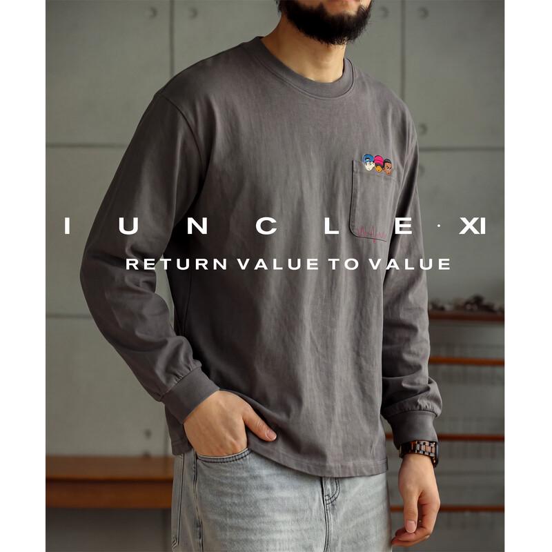 iUnclexi Classic Cotton Heavyweight Long-Sleeve Embroidered Tee