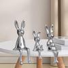 3 Pcs Rabbit Statues Family Figure Collectible Desk Display Table Decoration Ornament Sculpture for
