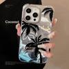 Summer Seaside Coconut Tree for IPhone16 for Apple Phone Case 15promax Water Ripple 13 Gradient Blue 14 Hard