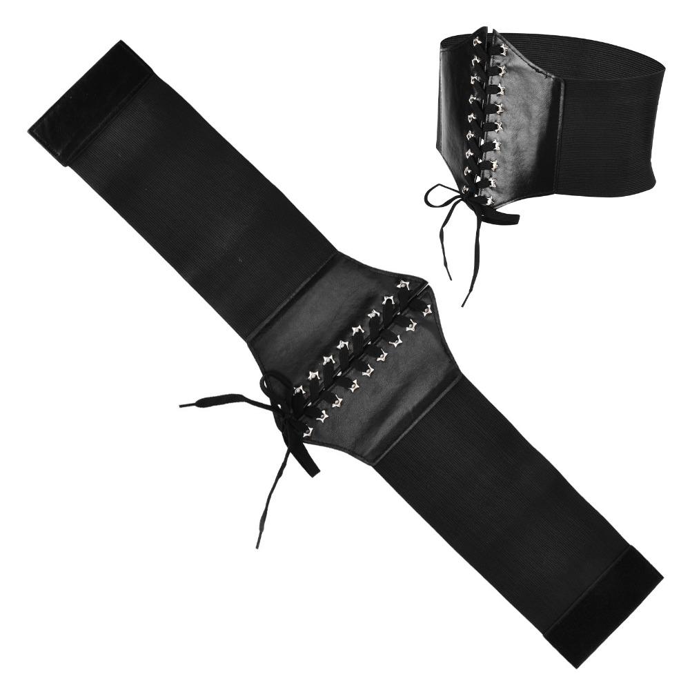 1pcs Adjustable Length Elastic Waist Belt Lace-Up Design Waspie Corset Belt Clothing Decoration