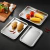 Kitchen Food Storage Shallow Serving Tray Stainless Steel Steaming Plate Fruit BBQ Dish Rectangle Bread Cake Baking Pan Bakeware