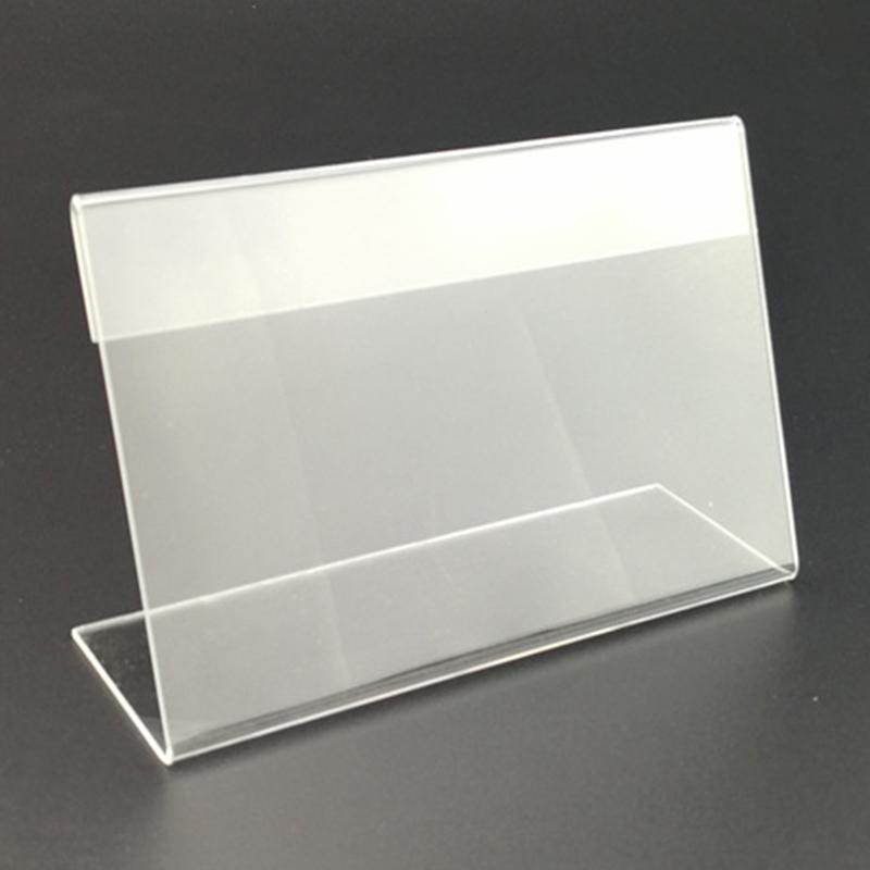 25Pcs 6*4cm Acrylic L Shape Table Sign Display Stand Name Price Card Holder For Retail Buffet Clear Price Card Tag Label Stand
