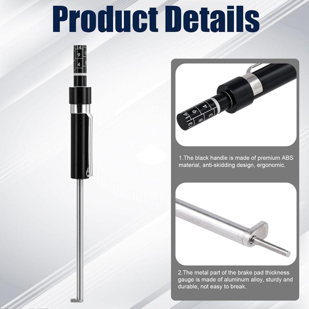 Brake Pad Thickness Gauge, Brake Pad Measure Tool with Scale Brake Pad Gauge Brake Pad Tester for Internal External Brake Pads Measuring