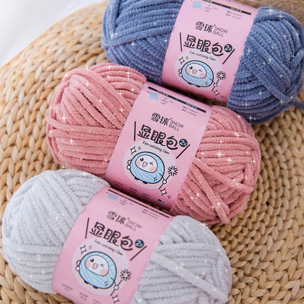 1Roll 4.5mm 59M Chenille Yarn 50g/Ball Chunky Knitting Yarn New Ice Yarn for Crafting Plush Toys