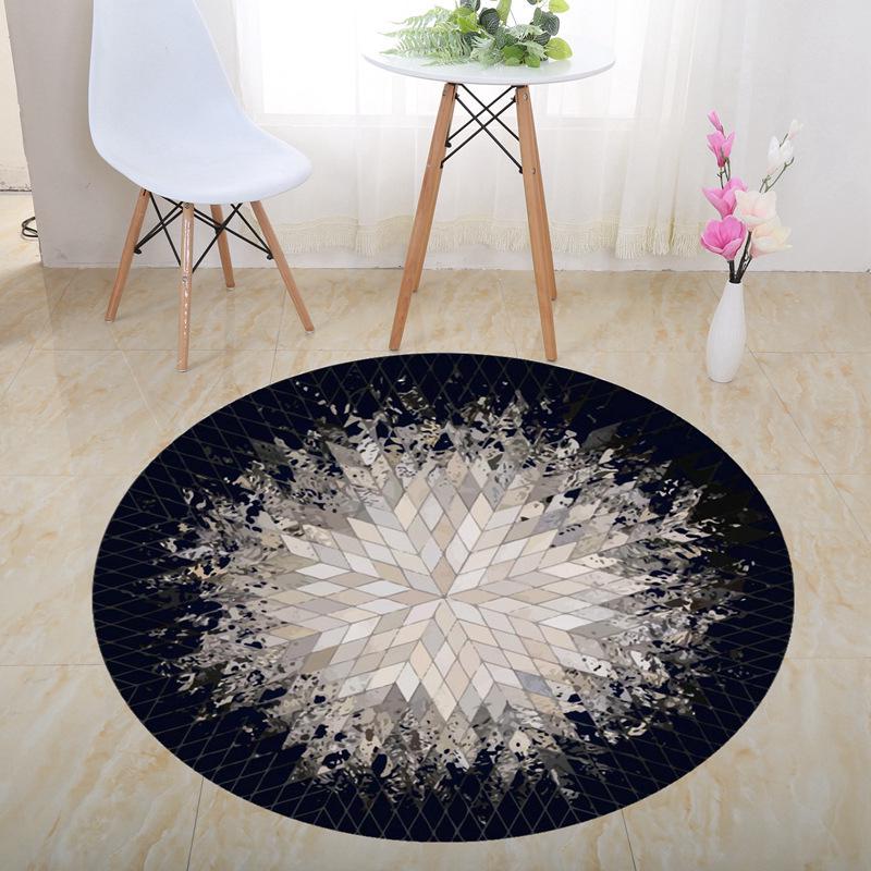 3D Illusion Halloween Black & White Round Carpet for Bedroom & Living Room