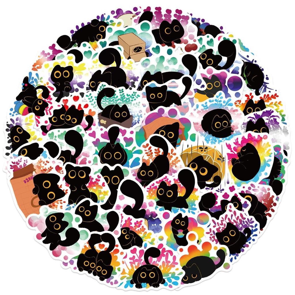 Cute Cat Cartoon Graffiti Stickers: Waterproof DIY Decorations for Notebooks & Suitcases