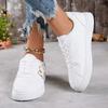 Fashion 2025 Brand Lace Up Women's Vulcanize Shoes Outdoor Walking Appliques Flat with Sneakers Plus Size Versatile Ladies Casual Shoes