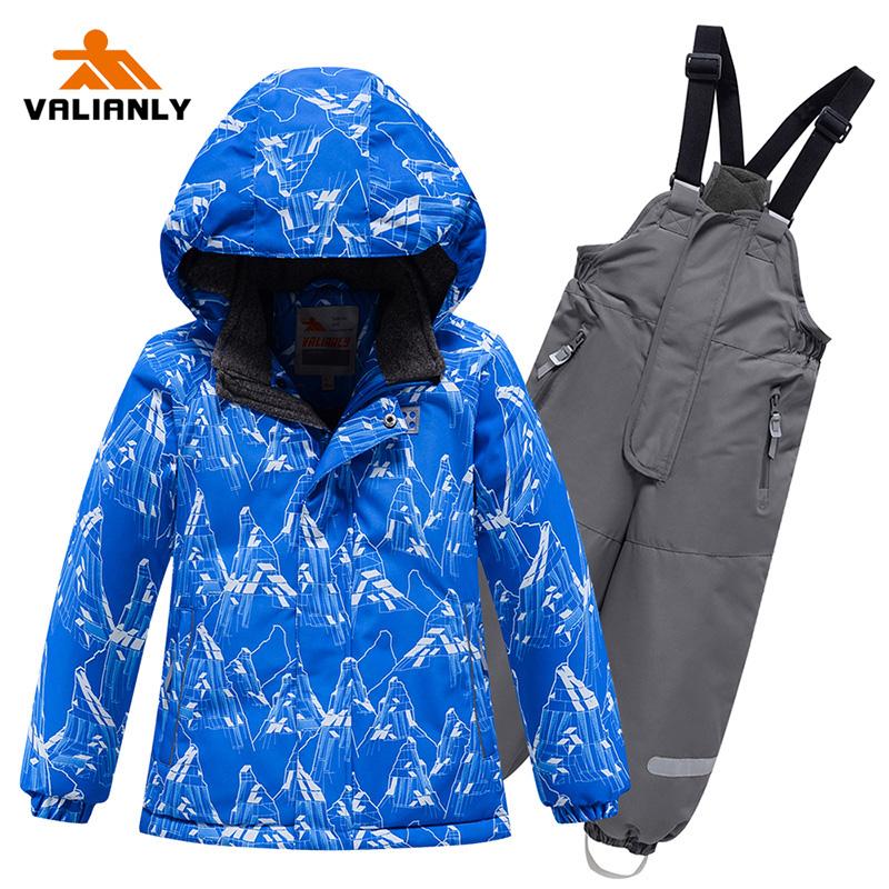 Boys Ski Suit VALIANLY Kids Snowsuit Winter Children Boys Ski Sets Ski Jacket Pants Outdoor