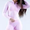 DFYNE Seamless Long Sleeve Zipper Fitness Suit - High Neck Soft Bodysuit