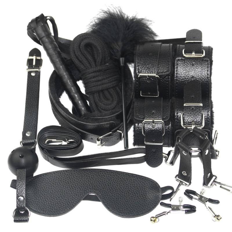 Leather  Kit Bondage Set Adult Toys Sex Games Handcuffs Whip sm Sex Toy Kits Exotic Accessories Erotic Sex Toys for Couples