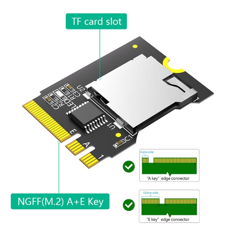 M.2 NGFF Key A+E to T-Flash Card Reader T-Flash Card M.2 NGFF key A+E (2230) 22x30mm