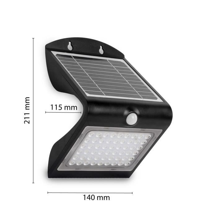 Солнечный фонарь - VELAMP - COLOMBA - Встроенный светодиод - Датчик движения - Черный металл