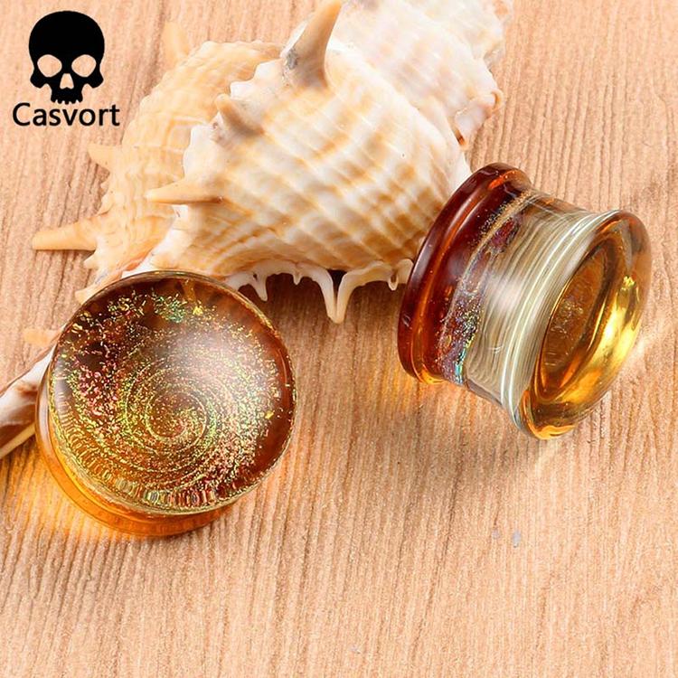 Casvort 2 шт. Новые стеклянные серьги для ушей, расширители, заглушки для пирсинга, туннели, растяжки для ушей, подарок для женщин, мужчин, подарок