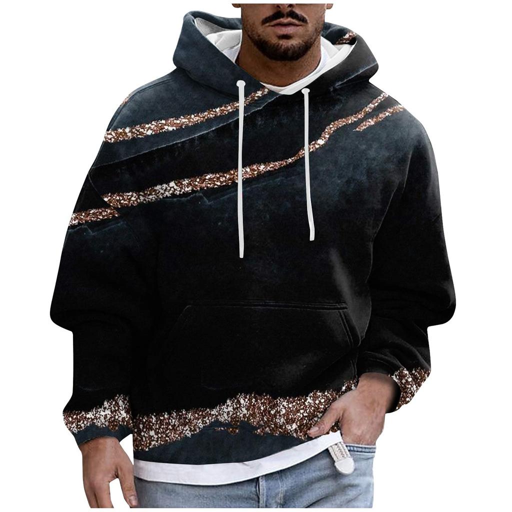 Men's Print Plush Warm Coat Fleece Sweater Casual Coat Pocket Sweater Autumn Winter Coat