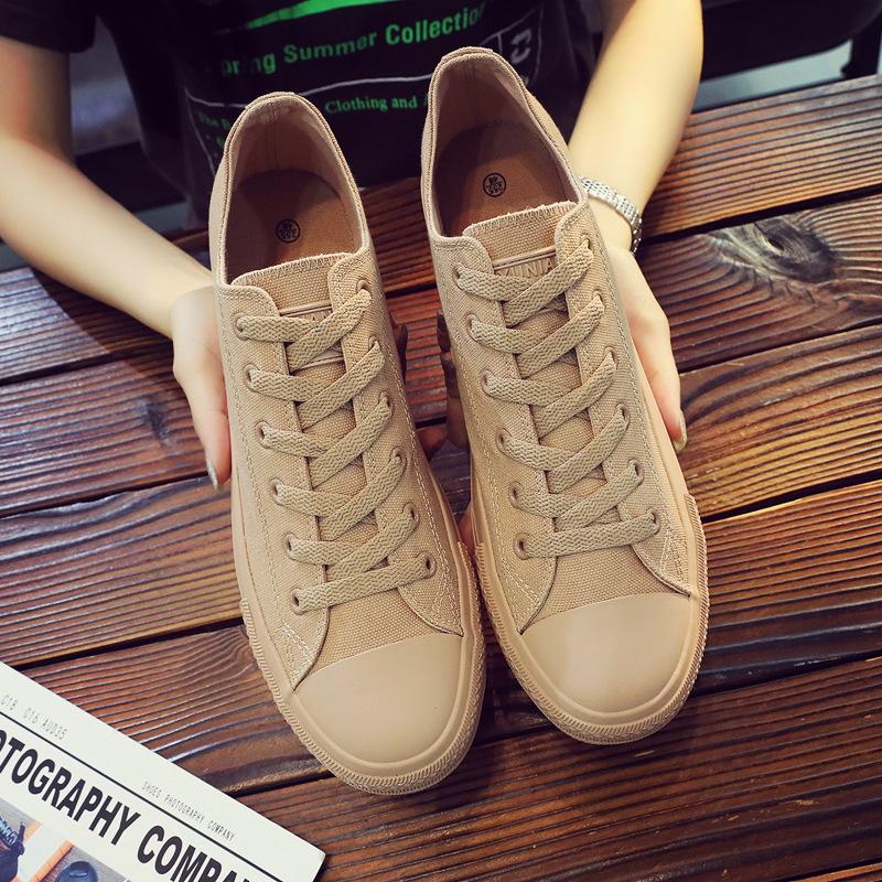 Новые кроссовки из молочно-коричневой парусины Унисекс Повседневная обувь Корейский стиль Классическая резиновая подошва Вулканизированные слипоны Пара Удобная обувь