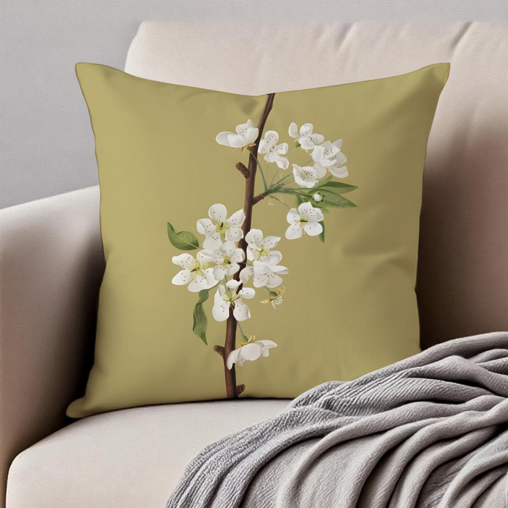 Цветы груши Цветы абрикоса Весенний цветок Наволочка для подушки Чехол для подушки Антипылевой Невидимая молния Короткий плюш Подушка для дивана