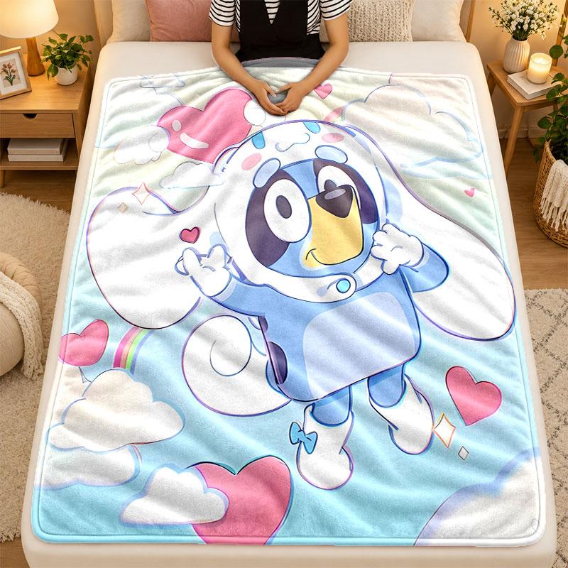 Flannel BlanketBluey Warm Soft Throw Blanket for Indoor Sofa Bed Living Room Use