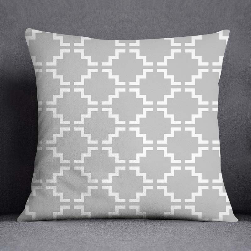 Gray Low White Flower Pattern Home Decoration Pillowcase Square Pillowcase Home Office Decoration Cushion Cover