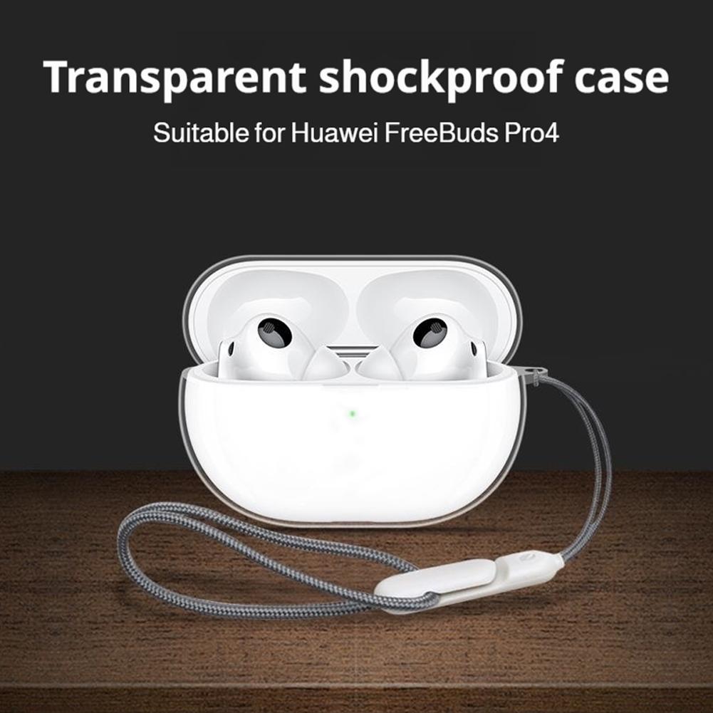 Прозрачный ТПУ чехол для наушников Huawei FreeBuds Pro5, противоударный, мягкий корпус, 2026, с ремешком